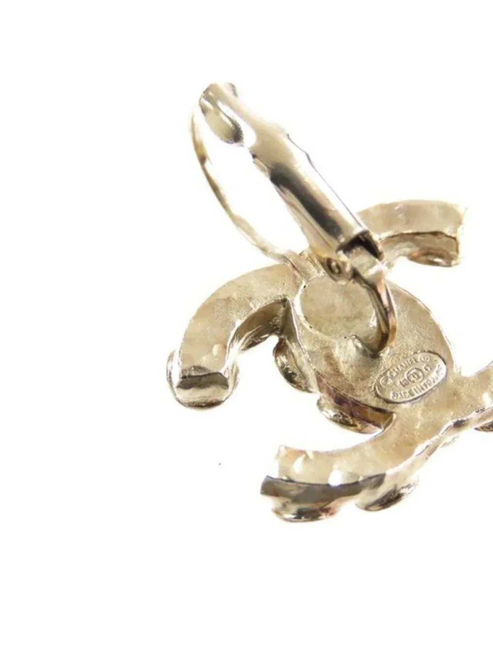 Chanel CC Logo Hook Earrings Gold Metal Rhinestone Color Stone 18